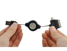 Cable USB rétractable pour iPhone, iPod, iPad, Samung, Htc