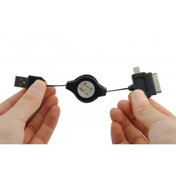 Cable USB rétractable pour iPhone, iPod, iPad, Samung, Htc