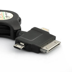 Cable USB rétractable pour iPhone, iPod, iPad, Samung, Htc