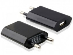 Mini chargeur noir secteur  220V pour téléphones, tablettes ou lecteurs MP3