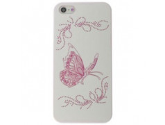 Coque PAPILLON blanche et rose pour iPhone 5