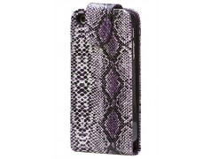 Etui cuir SERPENT mauve pour Iphone 5