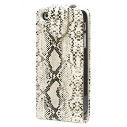 Etui cuir SERPENT blanc pour Iphone 5