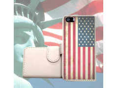 Etui cuir portefeuille USA 2 pour iPhone 5