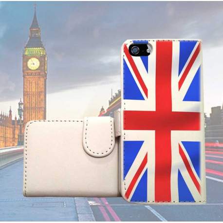 Etui cuir portefeuille UK pour iPhone 5