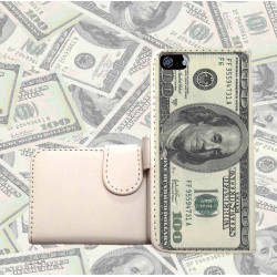 Etui cuir portefeuille DOLLAR pour iPhone 5