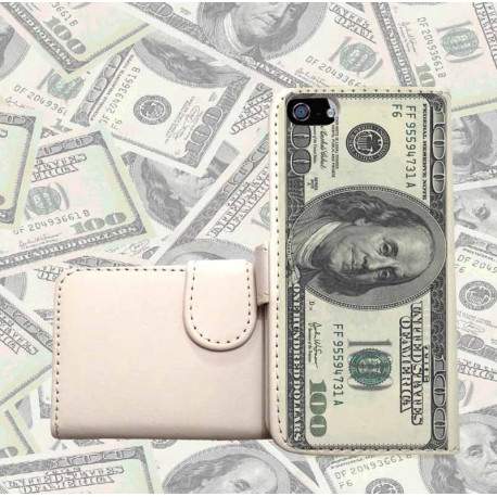 Etui cuir portefeuille DOLLAR pour iPhone 5