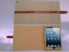 Etui cuir gris en DAIM pour IPAD mini