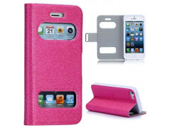 Etui cuir FENETRE rose pour iPhone 5