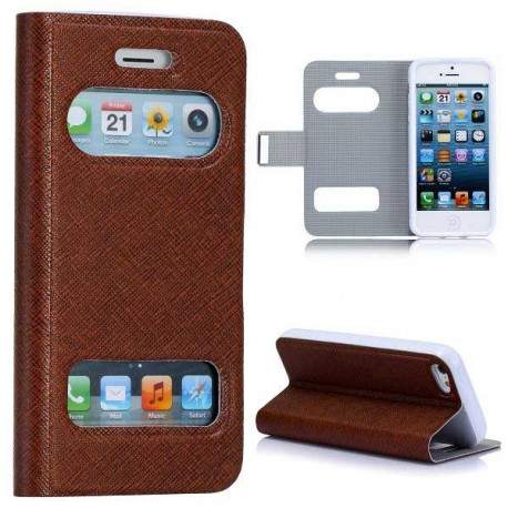 Etui cuir FENETRE marron pour iPhone 5