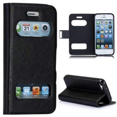 Etui cuir FENETRE noir pour iPhone 5