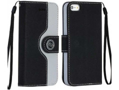 Etui portefeuille cuir DELUXE noir pour iPhone 5