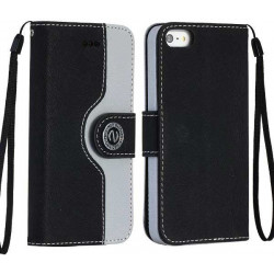 Etui portefeuille cuir DELUXE noir pour iPhone 5