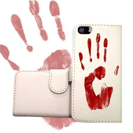 Etui cuir portefeuille BLOOD pour iPhone 5