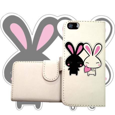 Etui cuir portefeuille LAPIN 2 pour iPhone 5