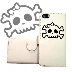 Etui cuir portefeuille SKULL FUN 2 pour iPhone 5