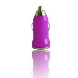 MINI Chargeur mauve 12 volts allume cigare pour téléphones, tablettes ou lecteurs MP3