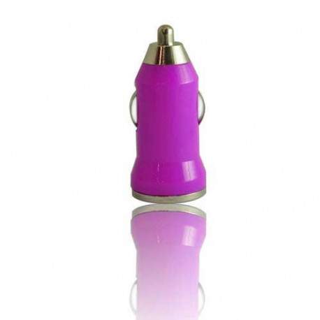 MINI Chargeur mauve 12 volts allume cigare pour téléphones, tablettes ou lecteurs MP3