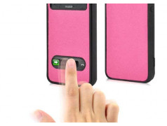 Etui cuir SMART FENETRE rose pour iPhone 5