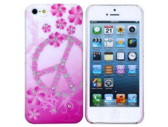 Coque DIAMOND PEACE rose pour iPhone 5