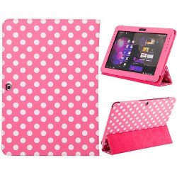 Etui cuir POIS rose pour SAMSUNG GALAXY TAB 2 