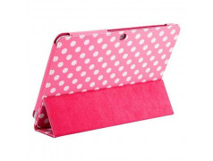 Etui cuir POIS rose pour SAMSUNG GALAXY TAB 2 