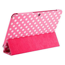 Etui cuir POIS rose pour SAMSUNG GALAXY TAB 2 