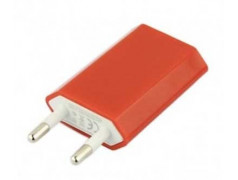 Mini chargeur rouge secteur  220V pour téléphones, tablettes ou lecteurs MP3
