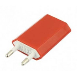 Mini chargeur rouge secteur  220V pour téléphones, tablettes ou lecteurs MP3