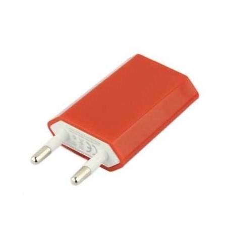 Mini chargeur rouge secteur  220V pour téléphones, tablettes ou lecteurs MP3