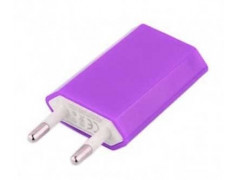 Mini chargeur mauve secteur  220V pour téléphones, tablettes ou lecteurs MP3