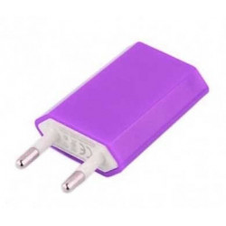 Mini chargeur mauve secteur  220V pour téléphones, tablettes ou lecteurs MP3