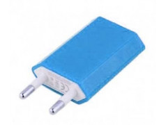 Mini chargeur bleu secteur  220V pour téléphones, tablettes ou lecteurs MP3