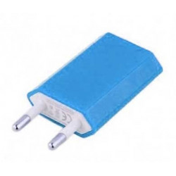 Mini chargeur bleu secteur  220V pour téléphones, tablettes ou lecteurs MP3