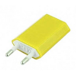 Mini chargeur jaune secteur  220V pour téléphones, tablettes ou lecteurs MP3