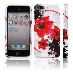 Coque FLOWER rouge pour iPhone 5
