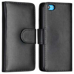 Etui cuir portefeuille noir pour iPhone 5C