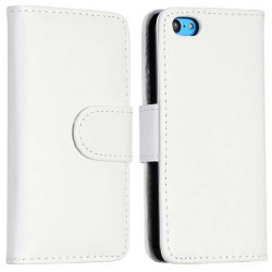 Etui cuir portefeuille blanc pour iPhone 5C