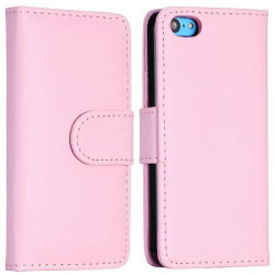 Etui cuir portefeuille rose pour iPhone 5C