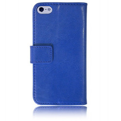 Etui cuir portefeuille bleu pour iPhone 5 et 5S