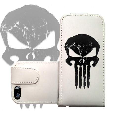 Etui cuir portefeuille BLACK SKULL pour iPhone 5 et 5S