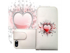 Etui cuir portefeuille COEUR 5 pour iPhone 5 et 5S