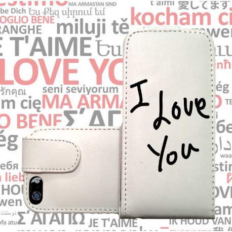 Etui cuir I LOVE YOU pour iPhone 5 et 5S