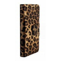 Etui cuir LEOPARD 2 portefeuille pour iPhone 5