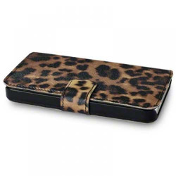 Etui cuir LEOPARD 2 portefeuille pour iPhone 5 et 5S