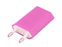 Mini chargeur rose secteur  220V pour téléphones, tablettes ou lecteurs MP3