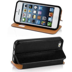 Etui cuir FENETRE noir pour iPhone 5 et 5S