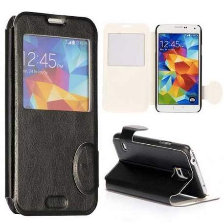 Etui cuir noir FENETRE pour SAMSUNG GALAXY S5