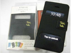 Etui cuir noir portefeuille TABLE TALK pour Iphone 4 et 4S