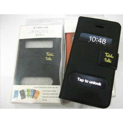 Etui cuir noir portefeuille TABLE TALK pour Iphone 4 et 4S